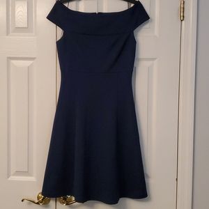 Adrianna Papell Navy off the shoulder dress - sz 6